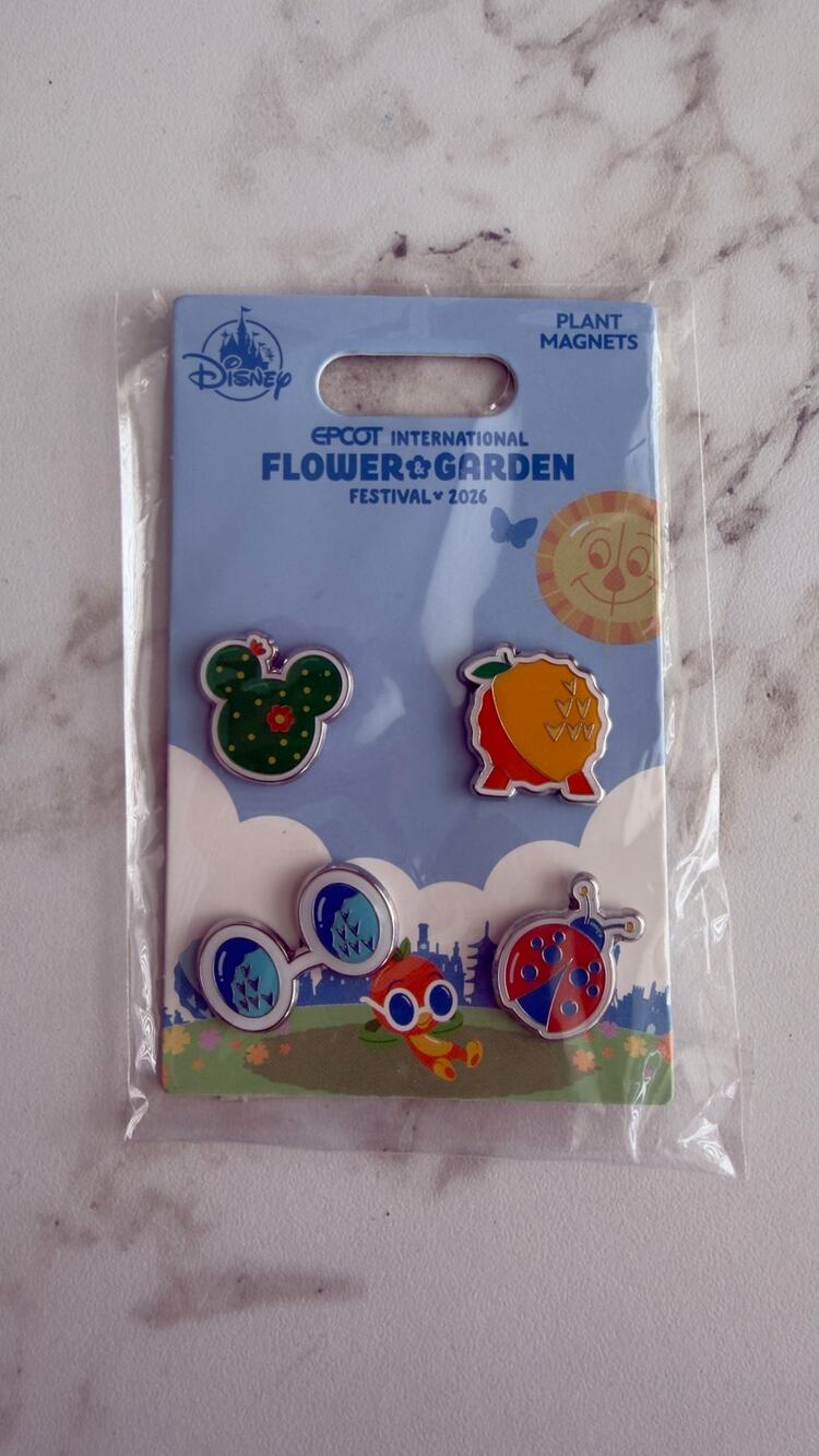 Disney Parks 2026 EPCOT Flower & Garden Festival Plant Magnets Set of 4 NEW
